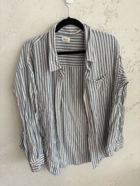 Wilfred Blue and White Striped Button-Down Shirt